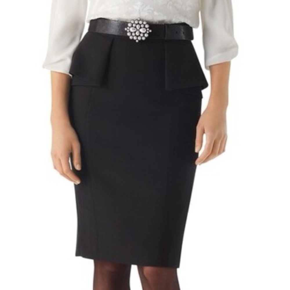 White House Black Market Black Peplum Pencil Skirt Classic Academia Preppy